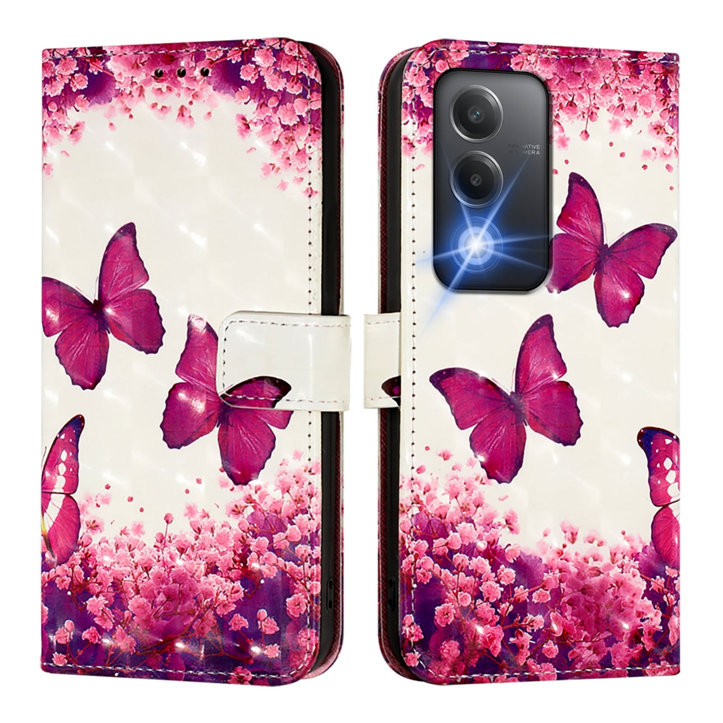 OPPO A80 5G EU Version Leather Flip Phone Case with 3D Painted Design, Card Holder, Wallet & Stand Function - Durable Protection & Easy Access