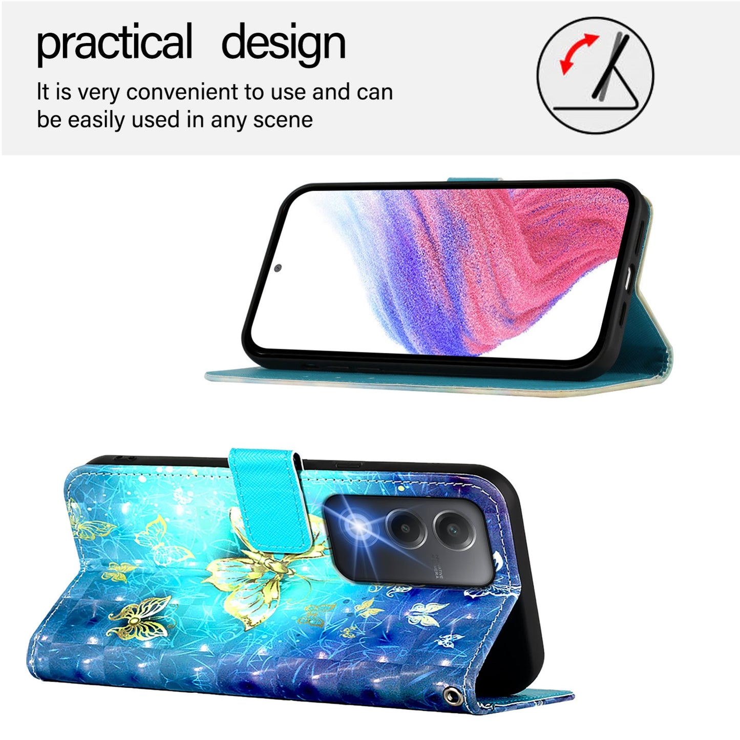 OPPO A3 Pro 5G Global Leather Flip Phone Case with 3D Painted Design, Card Holder, Wallet & Stand Function - Durable Protection & Easy Access