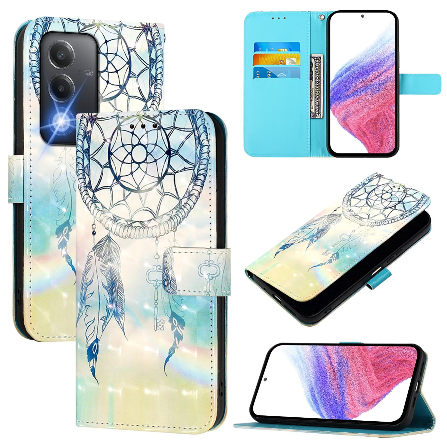 OPPO A3 Pro 5G Global Leather Flip Phone Case with 3D Painted Design, Card Holder, Wallet & Stand Function - Durable Protection & Easy Access