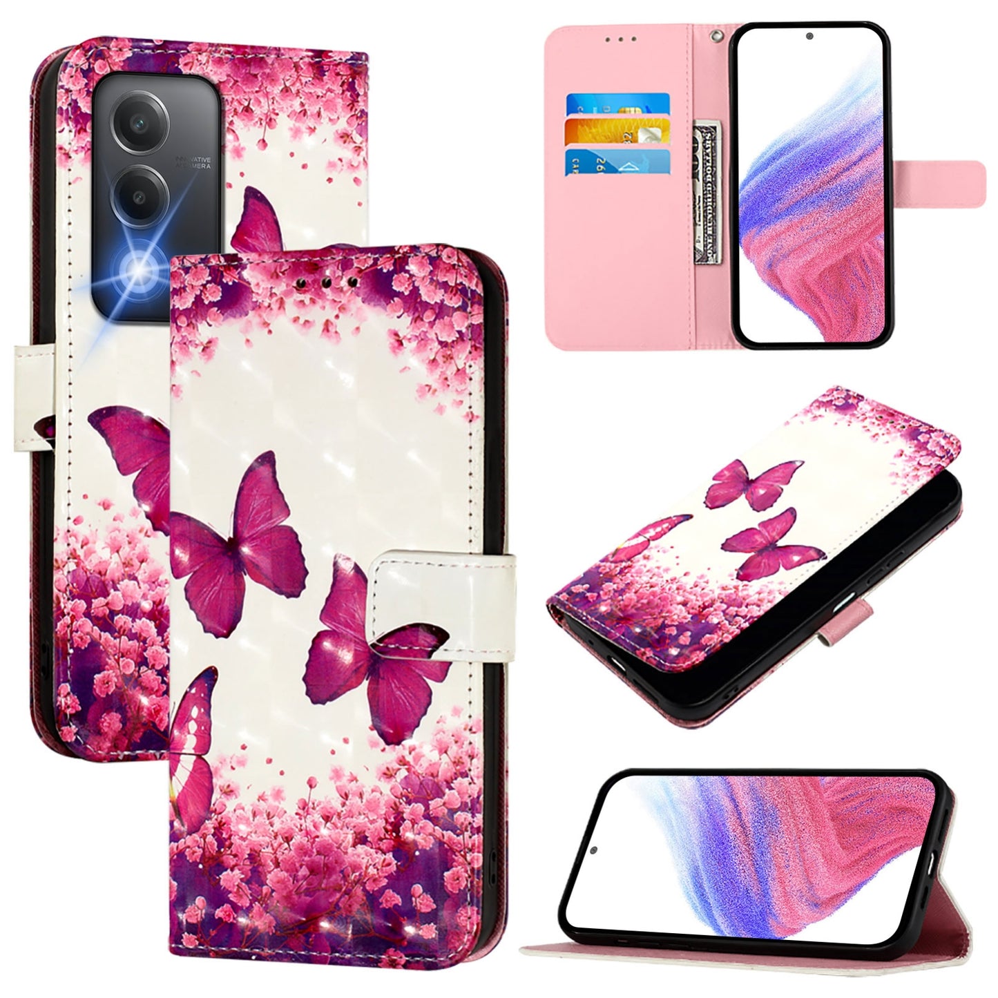 OPPO A3 Pro 5G Global Leather Flip Phone Case with 3D Painted Design, Card Holder, Wallet & Stand Function - Durable Protection & Easy Access
