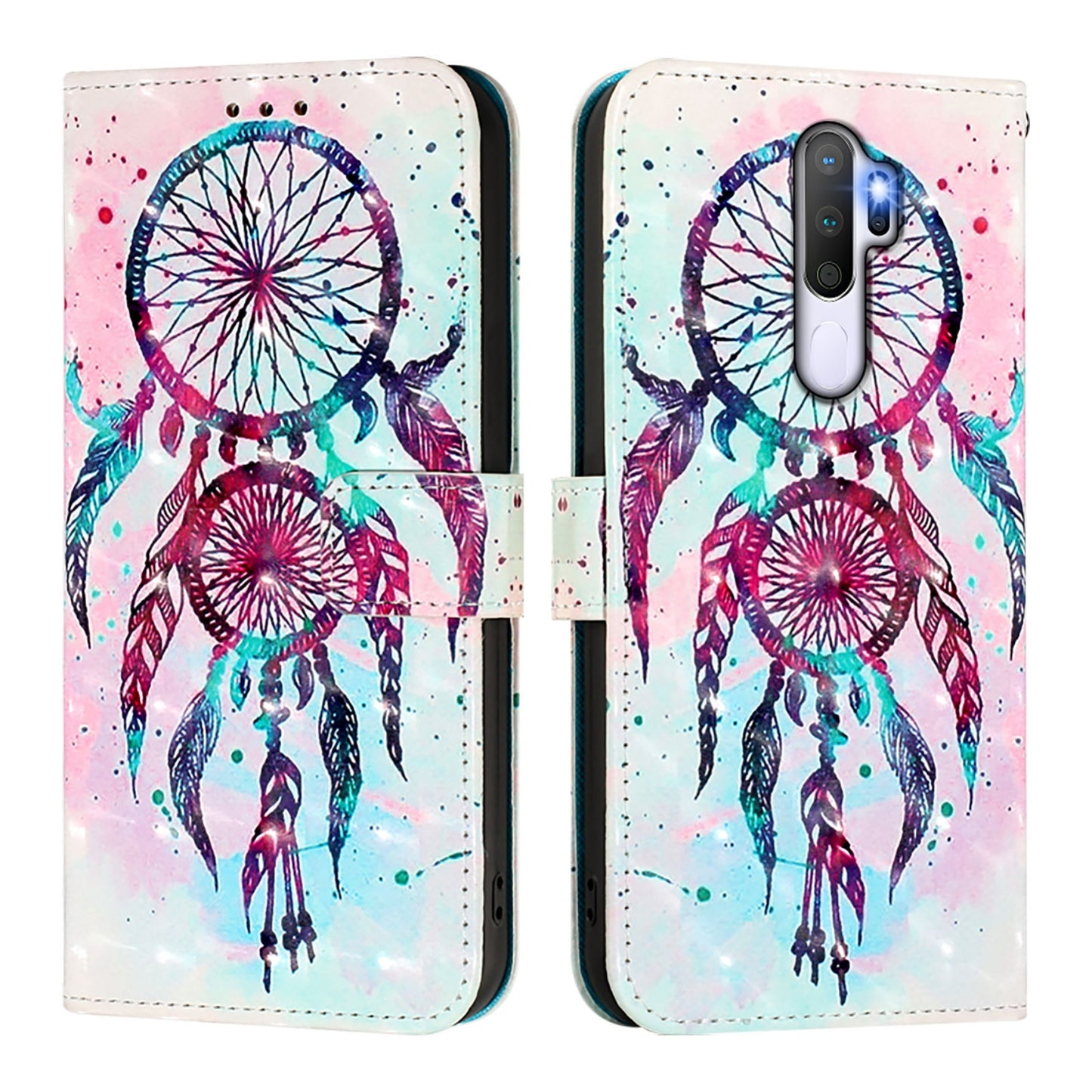 OPPO A9 2020 4G Leather Flip Phone Case with 3D Painted Design, Card Holder, Wallet & Stand Function - Durable Protection & Easy Access