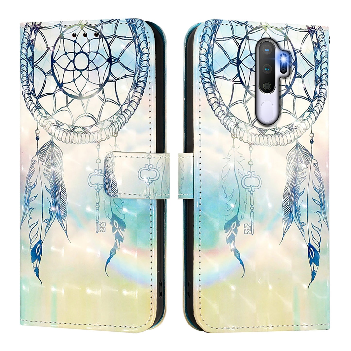 OPPO A5 2020 4G Leather Flip Phone Case with 3D Painted Design, Card Holder, Wallet & Stand Function - Durable Protection & Easy Access