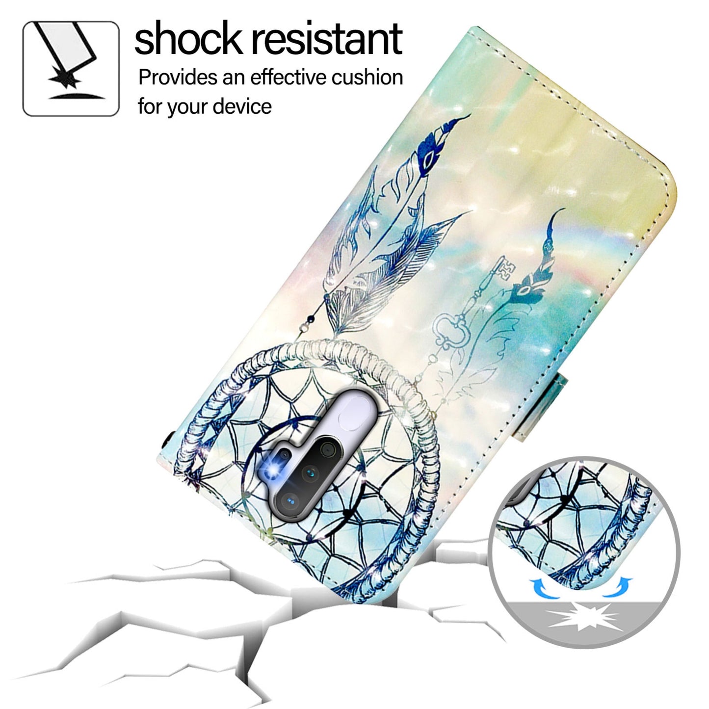 OPPO A9 2020 4G Leather Flip Phone Case with 3D Painted Design, Card Holder, Wallet & Stand Function - Durable Protection & Easy Access