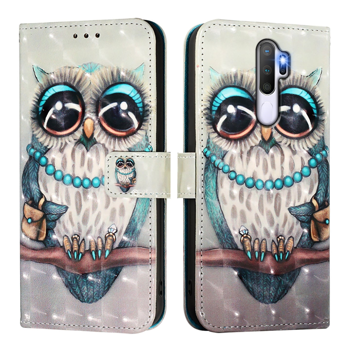 OPPO A9 2020 4G Leather Flip Phone Case with 3D Painted Design, Card Holder, Wallet & Stand Function - Durable Protection & Easy Access