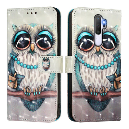 OPPO A9 2020 4G Leather Flip Phone Case with 3D Painted Design, Card Holder, Wallet & Stand Function - Durable Protection & Easy Access