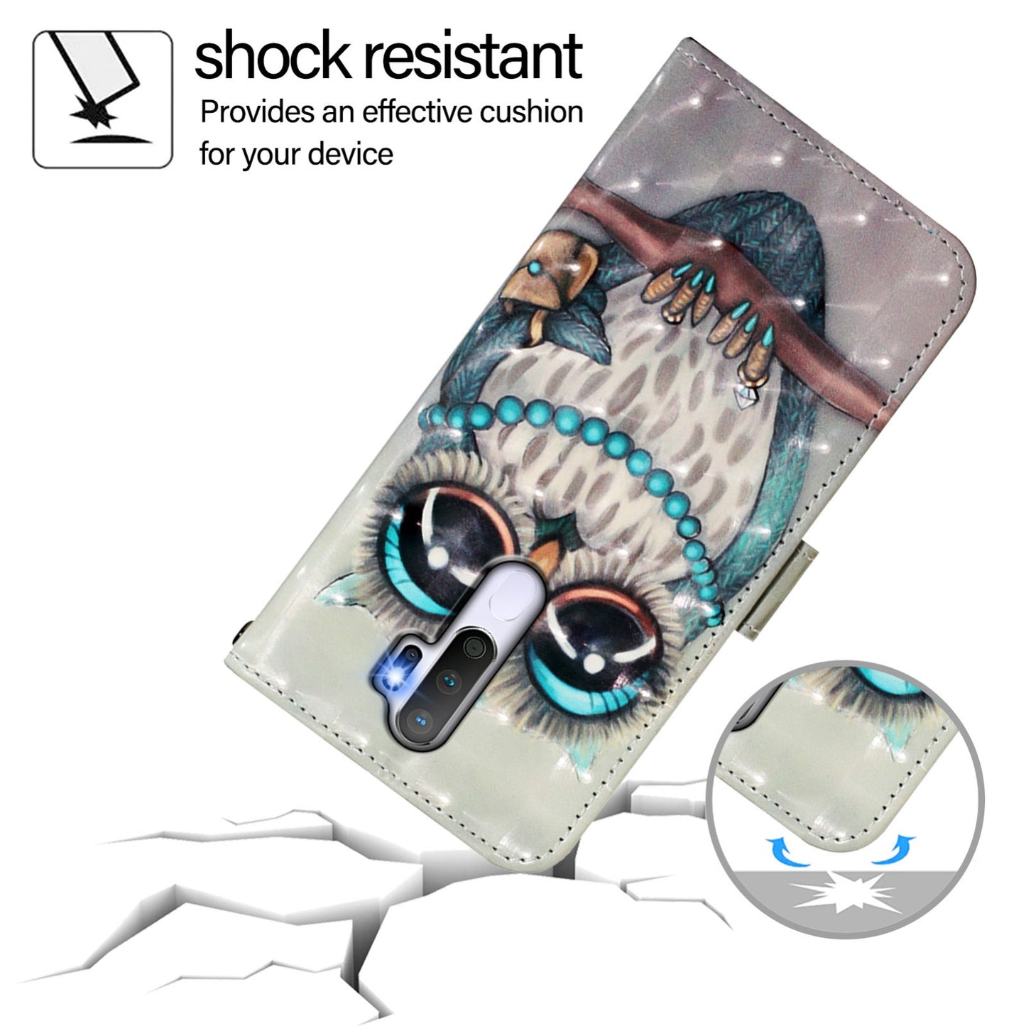 OPPO A9 2020 4G Leather Flip Phone Case with 3D Painted Design, Card Holder, Wallet & Stand Function - Durable Protection & Easy Access