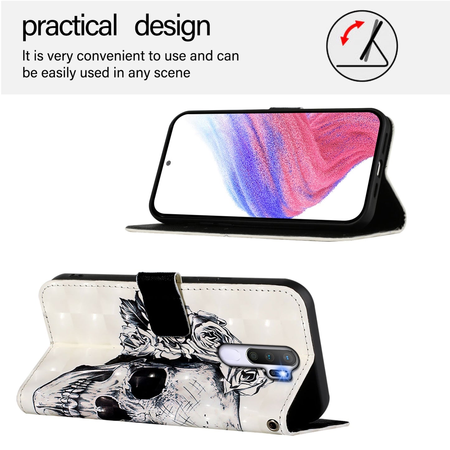 OPPO A9 2020 4G Leather Flip Phone Case with 3D Painted Design, Card Holder, Wallet & Stand Function - Durable Protection & Easy Access