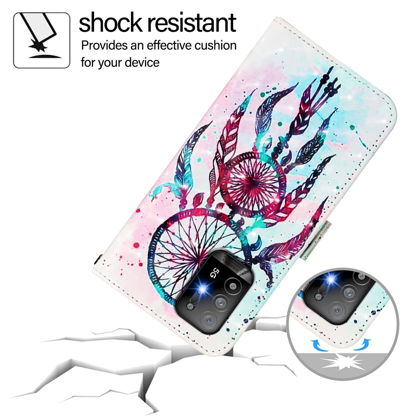 OPPO A94 5G Global Leather Flip Phone Case with 3D Painted Design, Card Holder, Wallet & Stand Function - Durable Protection & Easy Access