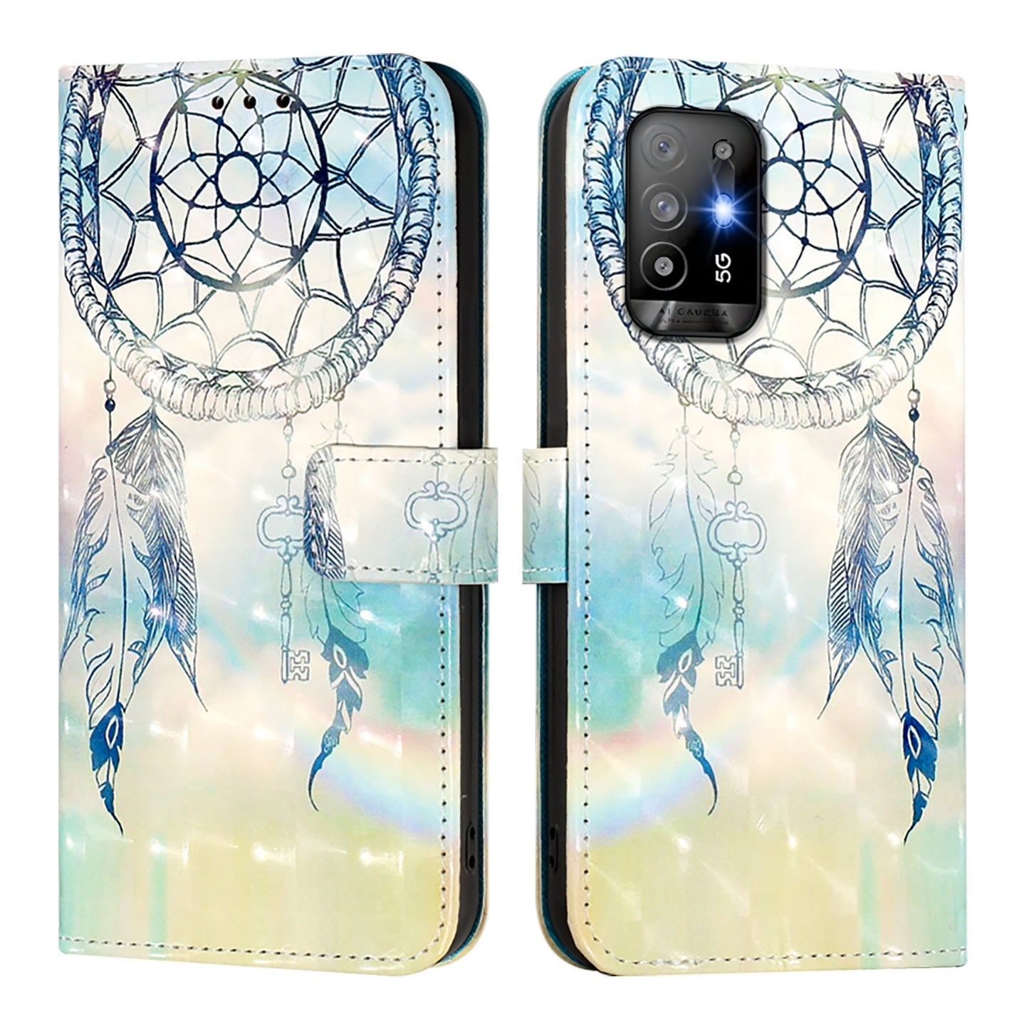 OPPO A94 5G Global Leather Flip Phone Case with 3D Painted Design, Card Holder, Wallet & Stand Function - Durable Protection & Easy Access