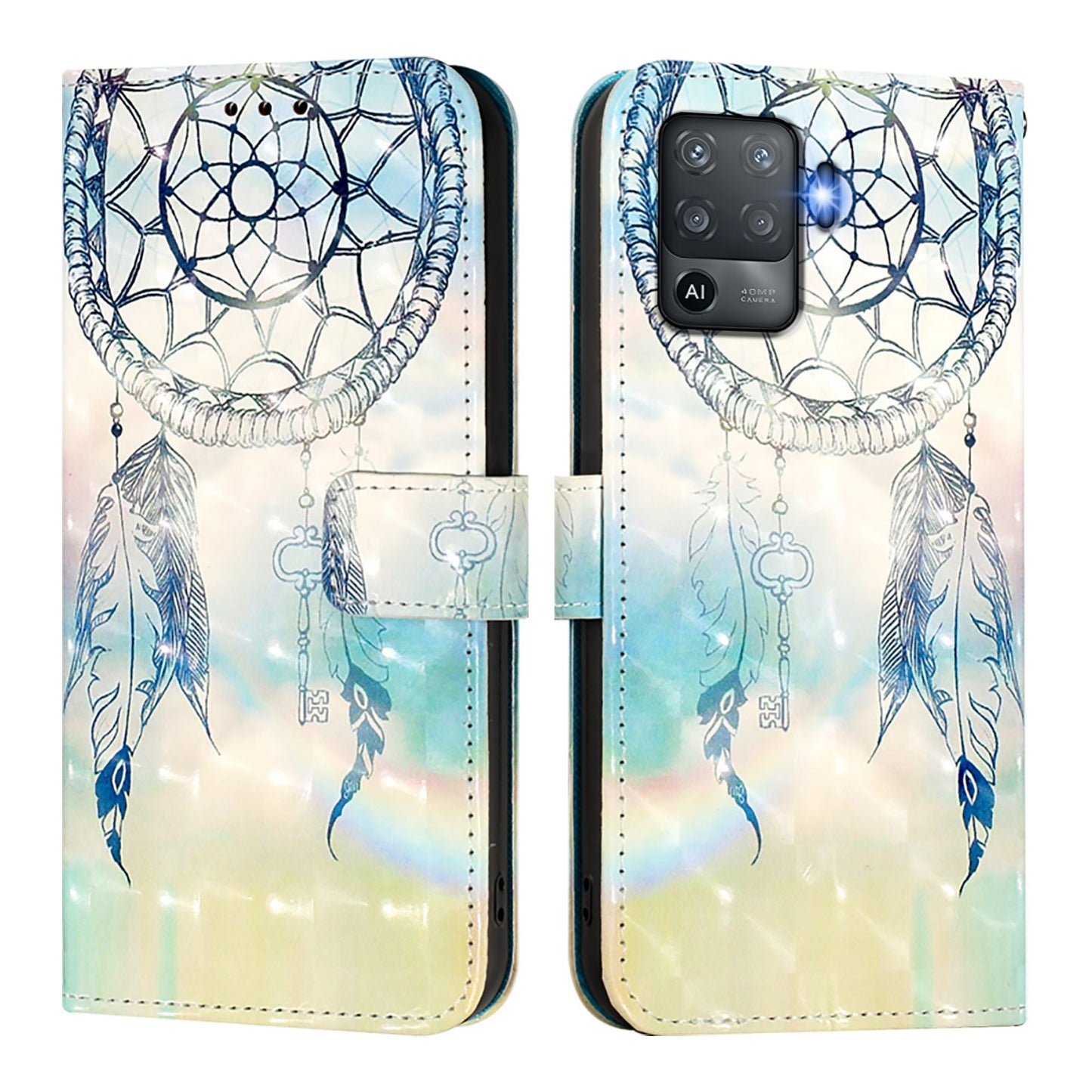 OPPO F19 Pro Leather Flip Phone Case with 3D Painted Design, Card Holder, Wallet & Stand Function - Durable Protection & Easy Access