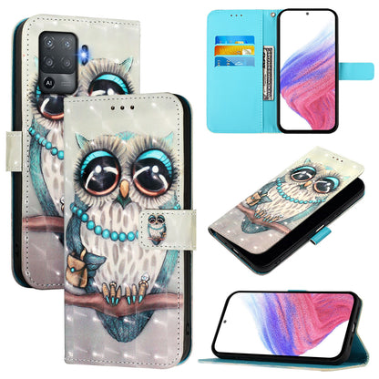 OPPO F19 Pro Leather Flip Phone Case with 3D Painted Design, Card Holder, Wallet & Stand Function - Durable Protection & Easy Access