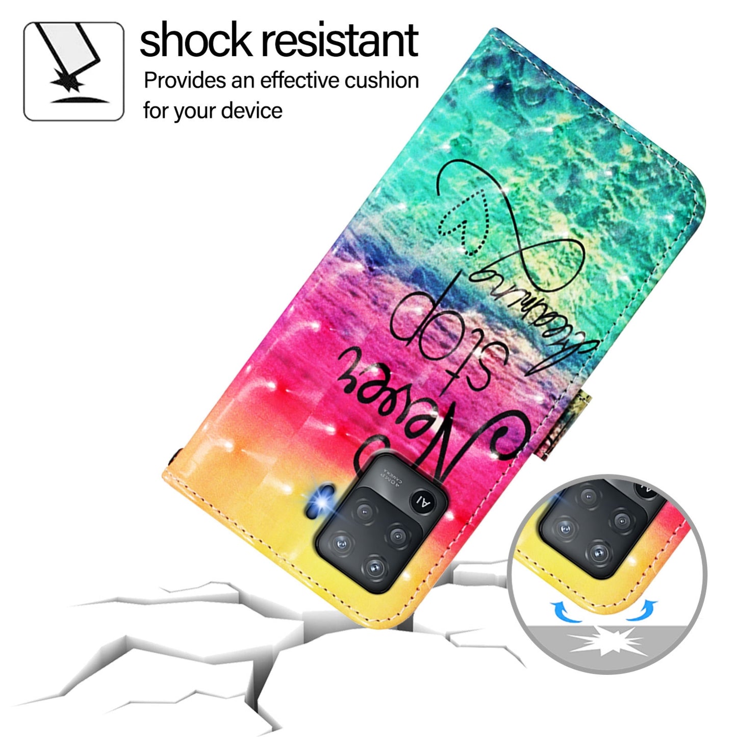 OPPO Reno5 F Leather Flip Phone Case with 3D Painted Design, Card Holder, Wallet & Stand Function - Durable Protection & Easy Access