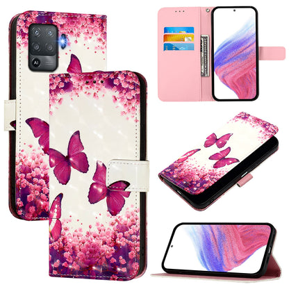 OPPO F19 Pro Leather Flip Phone Case with 3D Painted Design, Card Holder, Wallet & Stand Function - Durable Protection & Easy Access