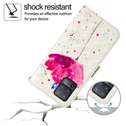 OPPO Reno5 F Leather Flip Phone Case with 3D Painted Design, Card Holder, Wallet & Stand Function - Durable Protection & Easy Access