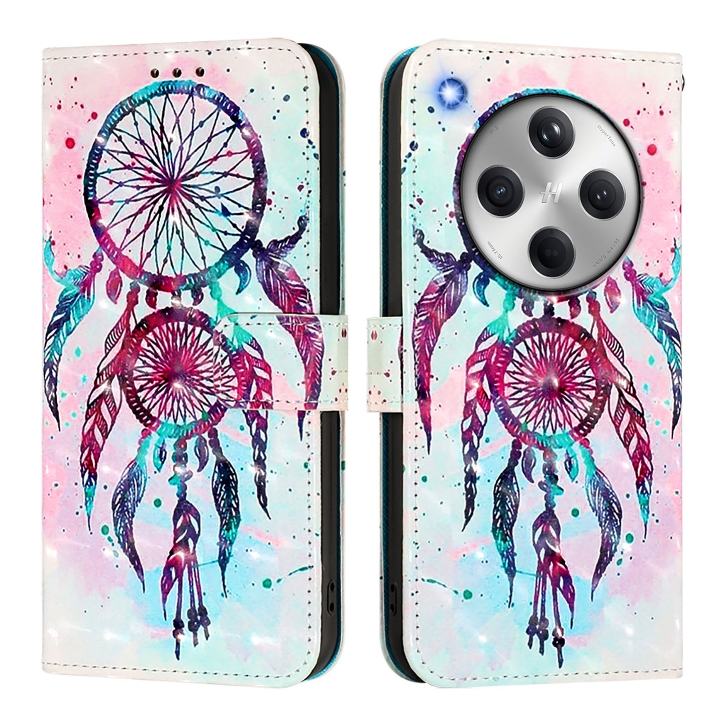 OPPO Find X8 Leather Flip Phone Case with 3D Painted Design, Card Holder, Wallet & Stand Function - Durable Protection & Easy Access