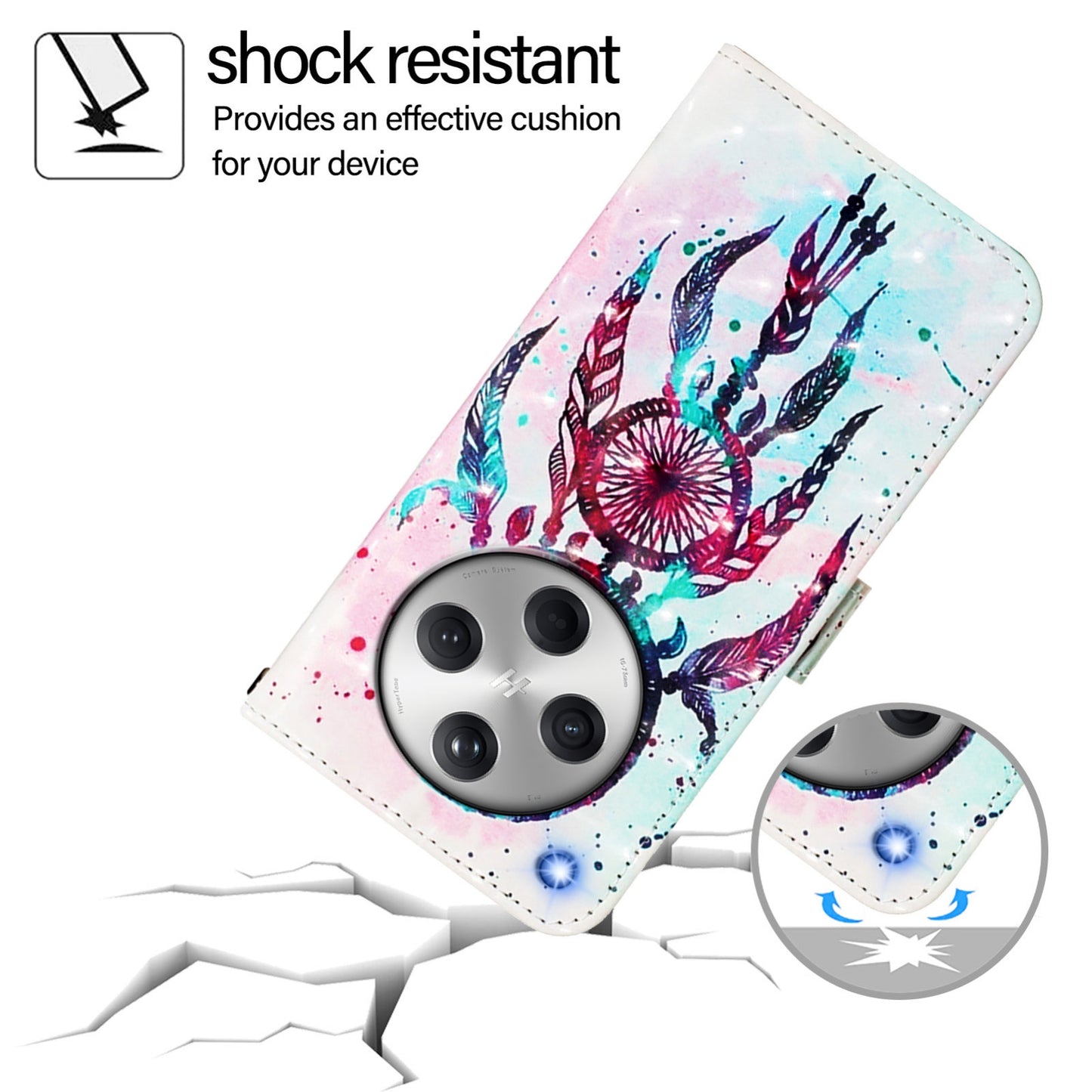 OPPO Find X8 Leather Flip Phone Case with 3D Painted Design, Card Holder, Wallet & Stand Function - Durable Protection & Easy Access