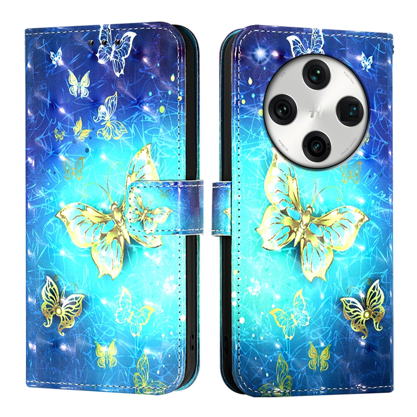 OPPO Find X8 Pro Leather Flip Phone Case with 3D Painted Design, Card Holder, Wallet & Stand Function - Durable Protection & Easy Access