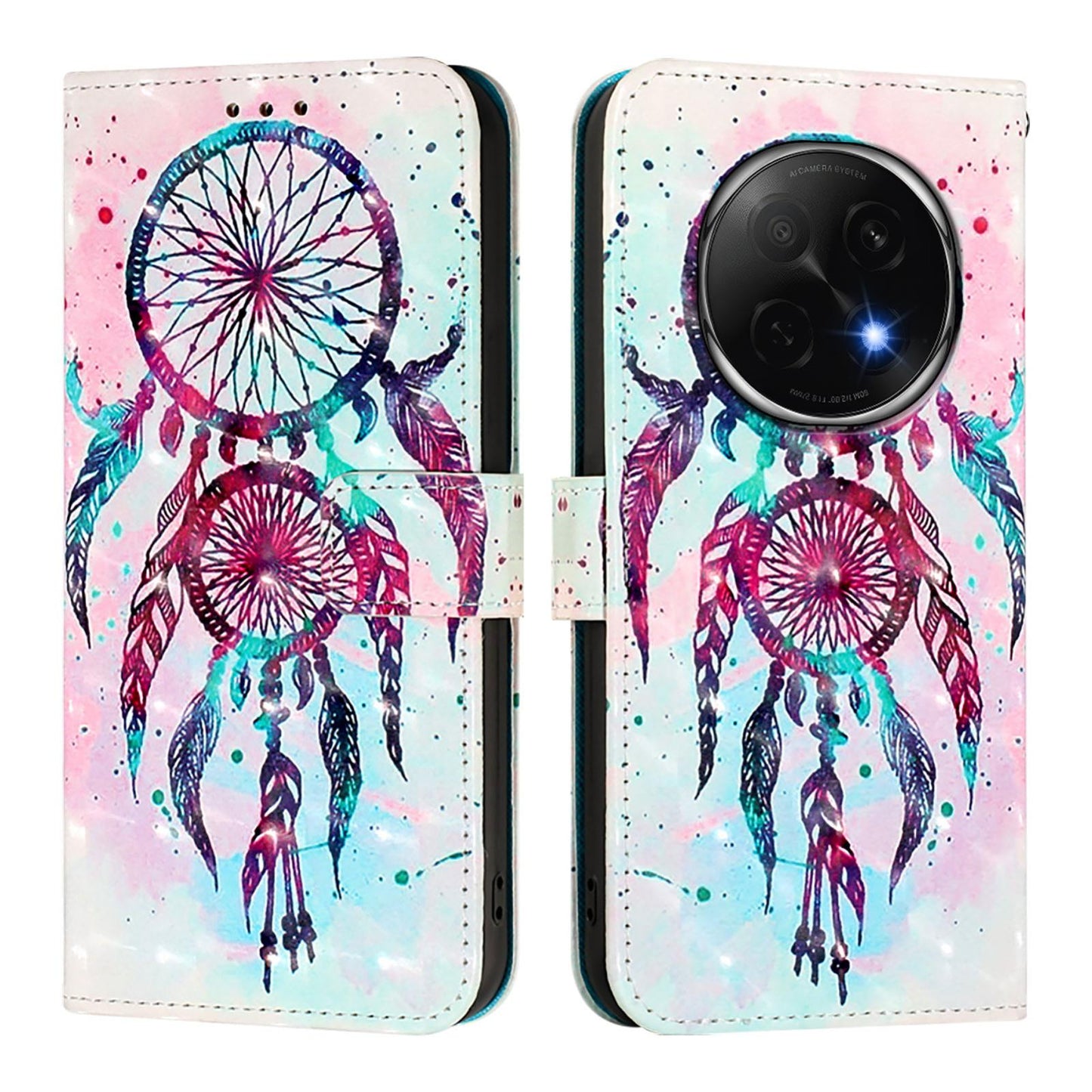 OPPO A5 Pro China Leather Flip Phone Case with 3D Painted Design, Card Holder, Wallet & Stand Function - Durable Protection & Easy Access