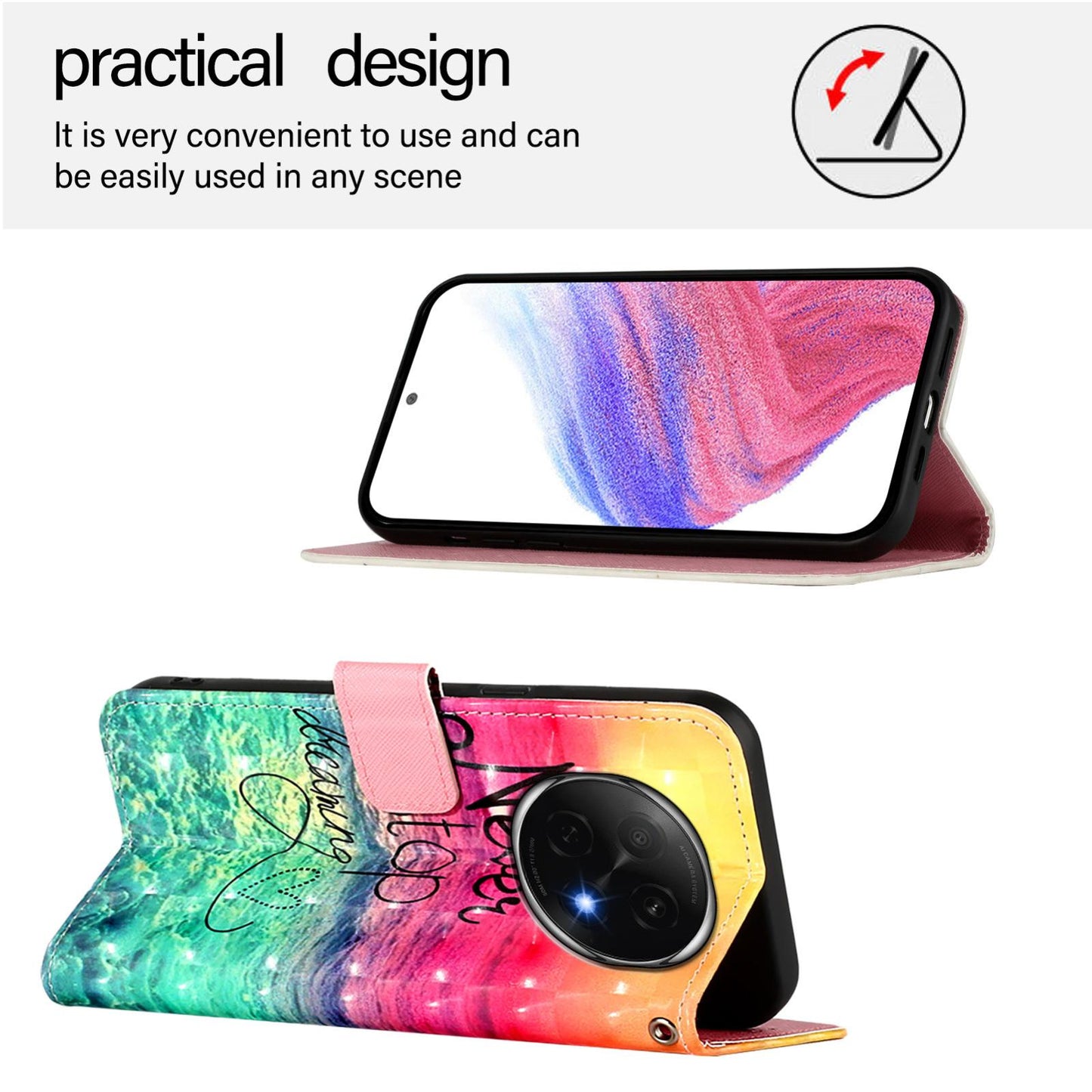 OPPO A5 Pro China Leather Flip Phone Case with 3D Painted Design, Card Holder, Wallet & Stand Function - Durable Protection & Easy Access