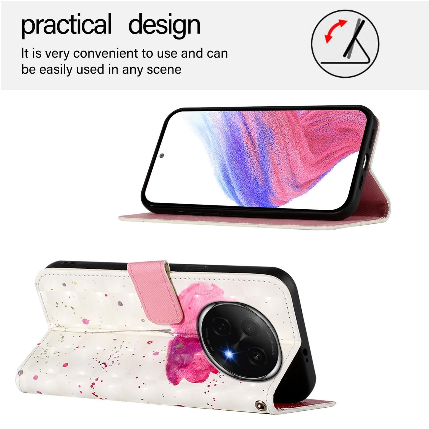 OPPO A5 Pro China Leather Flip Phone Case with 3D Painted Design, Card Holder, Wallet & Stand Function - Durable Protection & Easy Access