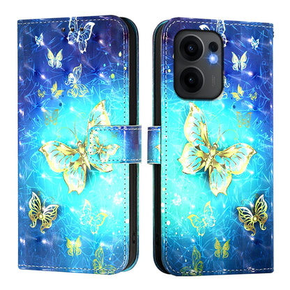 OPPO Reno13 F 5G Global Leather Flip Phone Case with 3D Painted Design, Card Holder, Wallet & Stand Function - Durable Protection & Easy Access