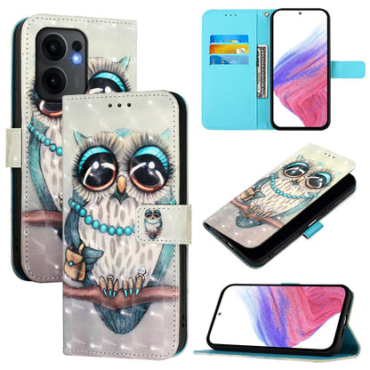 OPPO Reno13 F 5G Global Leather Flip Phone Case with 3D Painted Design, Card Holder, Wallet & Stand Function - Durable Protection & Easy Access