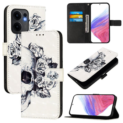 OPPO Reno13 F 5G Global Leather Flip Phone Case with 3D Painted Design, Card Holder, Wallet & Stand Function - Durable Protection & Easy Access