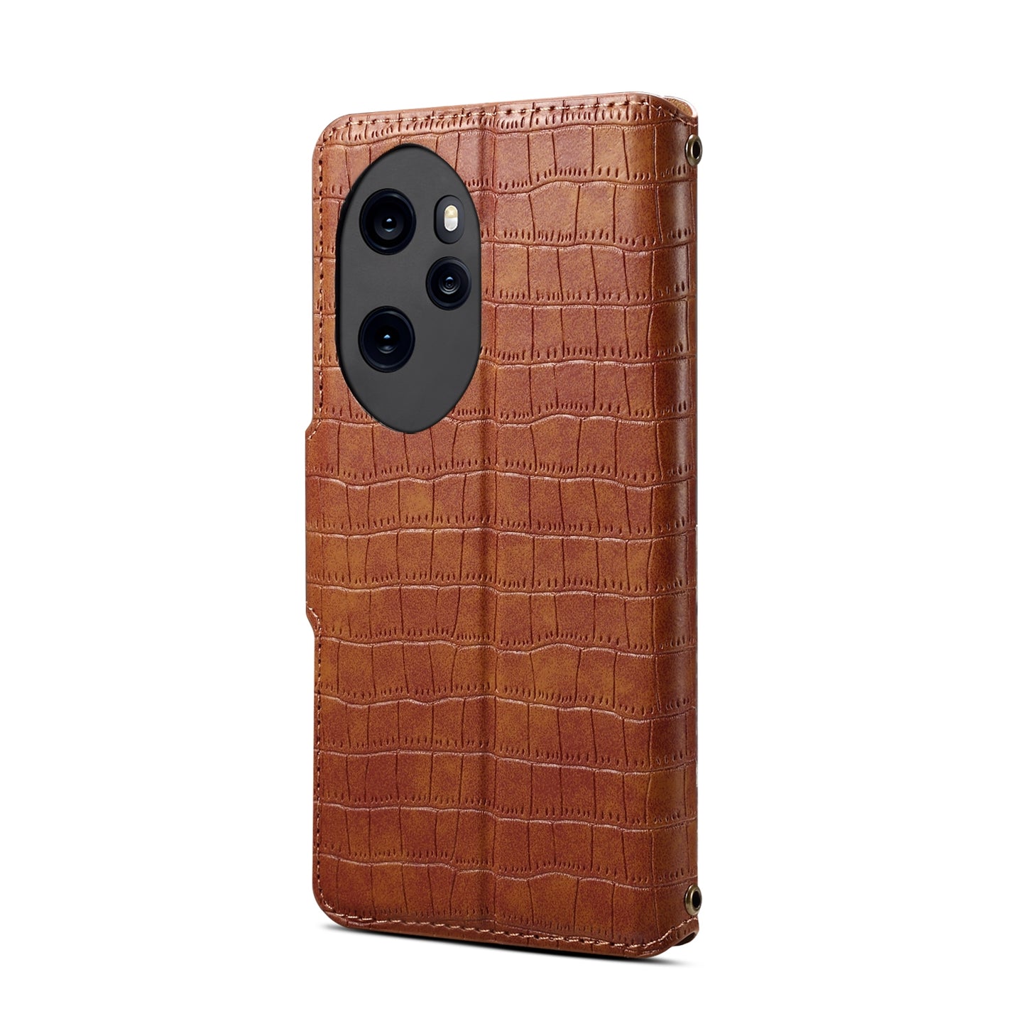 Honor 100 Pro Denior Leather Case - Crocodile Texture with Oil Edge, Wallet & Kickstand Features