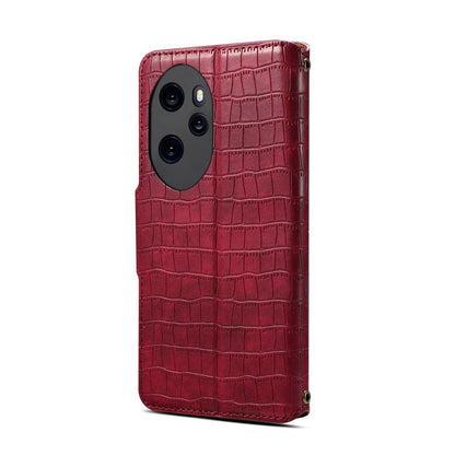 Honor 100 Pro Denior Leather Case - Crocodile Texture with Oil Edge, Wallet & Kickstand Features