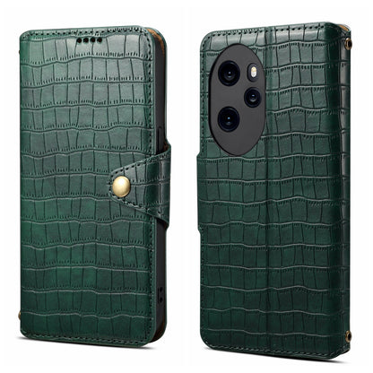 Honor 100 Pro Denior Leather Case - Crocodile Texture with Oil Edge, Wallet & Kickstand Features