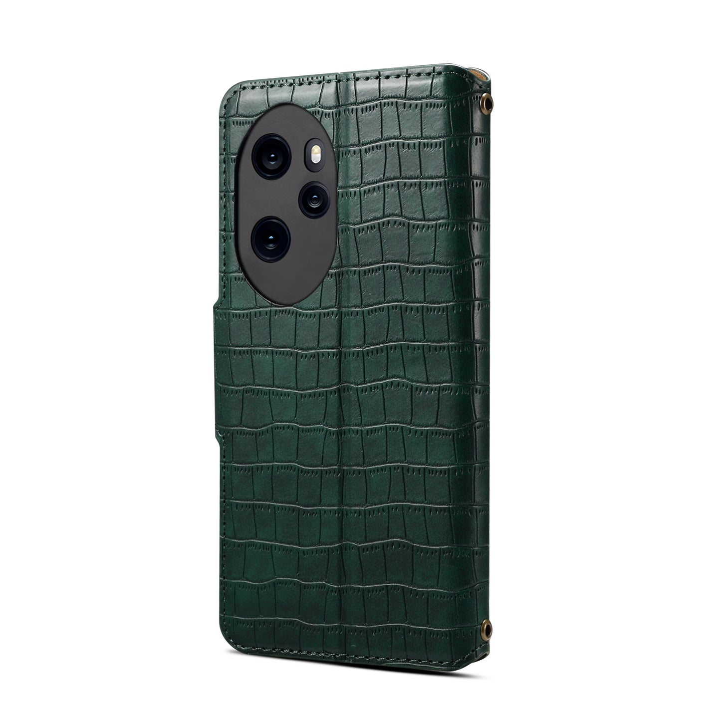 Honor 100 Pro Denior Leather Case - Crocodile Texture with Oil Edge, Wallet & Kickstand Features