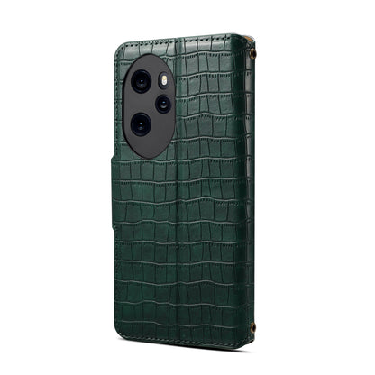 Honor 100 Pro Denior Leather Case - Crocodile Texture with Oil Edge, Wallet & Kickstand Features