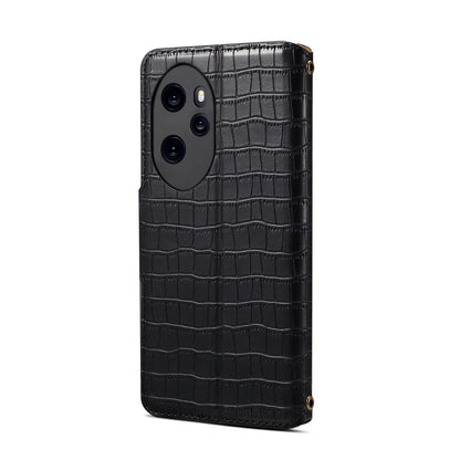 Honor 100 Pro Denior Leather Case - Crocodile Texture with Oil Edge, Wallet & Kickstand Features