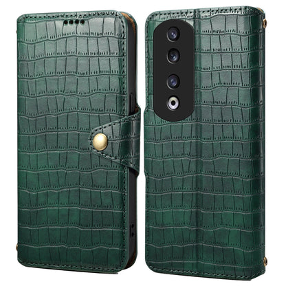 Honor 90 Pro Denior Leather Case - Crocodile Texture with Oil Edge, Wallet & Kickstand Features