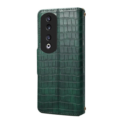 Honor 90 Pro Denior Leather Case - Crocodile Texture with Oil Edge, Wallet & Kickstand Features