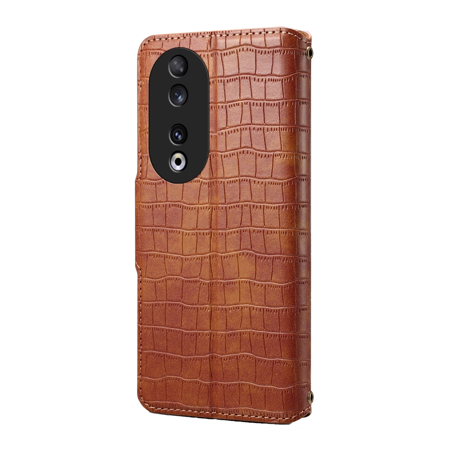 Honor 90 Denior Leather Case - Crocodile Texture with Oil Edge, Wallet & Kickstand Features