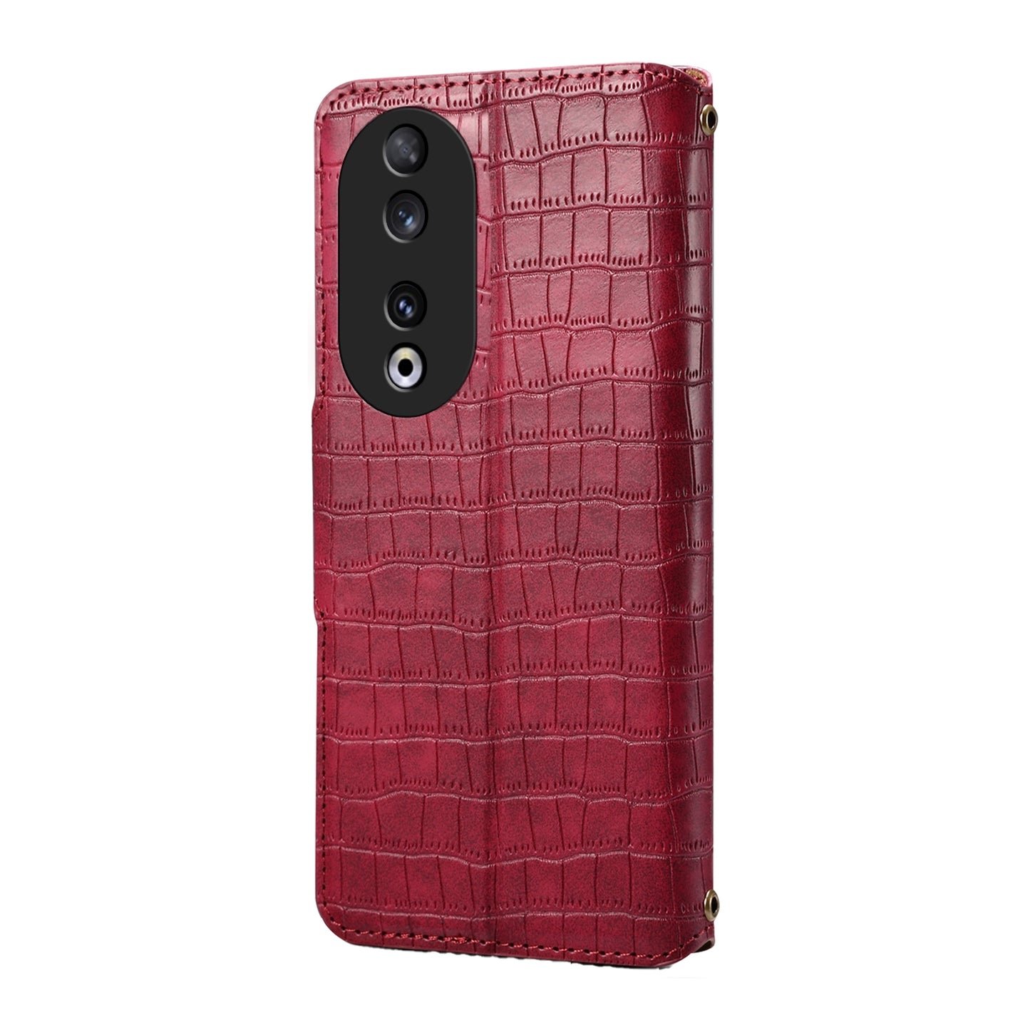 Honor 90 Denior Leather Case - Crocodile Texture with Oil Edge, Wallet & Kickstand Features