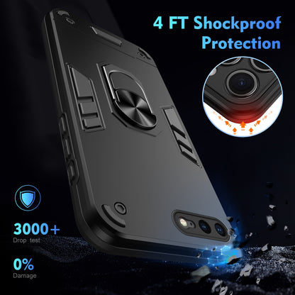Shockproof iPhone 7 Plus Phone Case with 360° Rotatable Metal Ring Holder, Magnetic Car Mount Stand, Ultra-Thin PC & Silicone Protection Cover