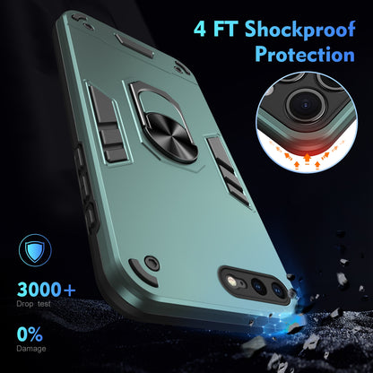 Shockproof iPhone 7 Plus Phone Case with 360° Rotatable Metal Ring Holder, Magnetic Car Mount Stand, Ultra-Thin PC & Silicone Protection Cover