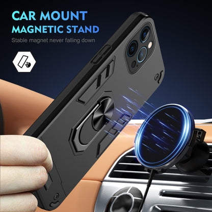 Shockproof iPhone 12 Pro Max Phone Case with 360° Rotatable Metal Ring Holder, Magnetic Car Mount Stand, Ultra-Thin PC & Silicone Protection Cover