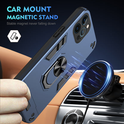 Shockproof iPhone 12 Pro Max Phone Case with 360° Rotatable Metal Ring Holder, Magnetic Car Mount Stand, Ultra-Thin PC & Silicone Protection Cover