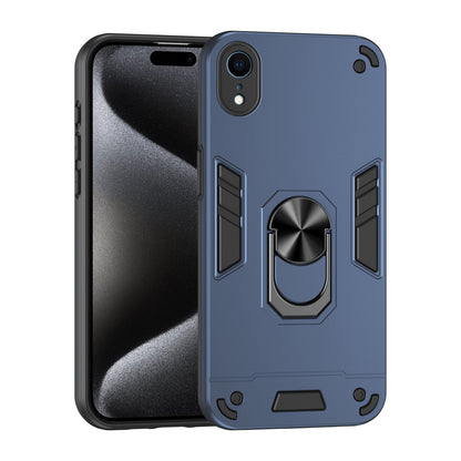 Shockproof iPhone XR Phone Case with 360° Rotatable Metal Ring Holder, Magnetic Car Mount Stand, Ultra-Thin PC & Silicone Protection Cover