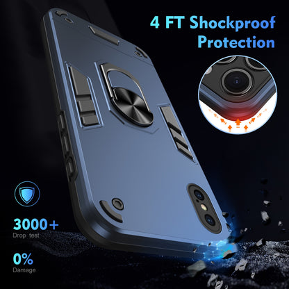 Shockproof iPhone XS Max Phone Case with 360° Rotatable Metal Ring Holder, Magnetic Car Mount Stand, Ultra-Thin PC & Silicone Protection Cover