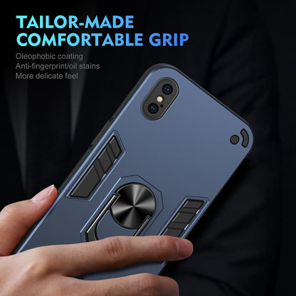 Shockproof iPhone XS Max Phone Case with 360° Rotatable Metal Ring Holder, Magnetic Car Mount Stand, Ultra-Thin PC & Silicone Protection Cover