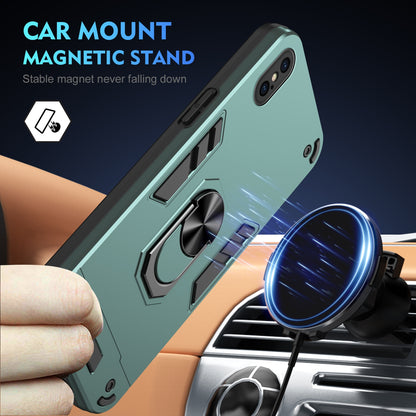 Shockproof iPhone XS Max Phone Case with 360° Rotatable Metal Ring Holder, Magnetic Car Mount Stand, Ultra-Thin PC & Silicone Protection Cover