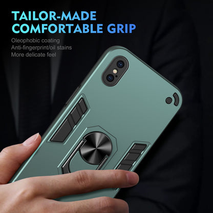 Shockproof iPhone XS Max Phone Case with 360° Rotatable Metal Ring Holder, Magnetic Car Mount Stand, Ultra-Thin PC & Silicone Protection Cover