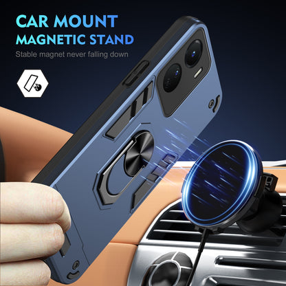 Shockproof vivo Y16 Phone Case with 360° Rotatable Metal Ring Holder, Magnetic Car Mount Stand, Ultra-Thin PC & Silicone Protection Cover