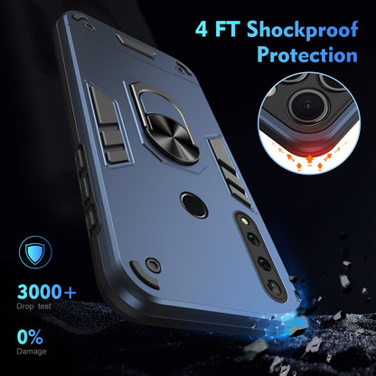 Shockproof Huawei Y9 Prime 2019 Phone Case with 360° Rotatable Metal Ring Holder, Magnetic Car Mount Stand, Ultra-Thin PC & Silicone Protection Cover