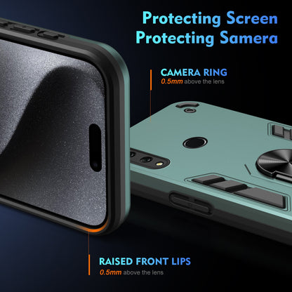 Shockproof Huawei Y9 Prime 2019 Phone Case with 360° Rotatable Metal Ring Holder, Magnetic Car Mount Stand, Ultra-Thin PC & Silicone Protection Cover