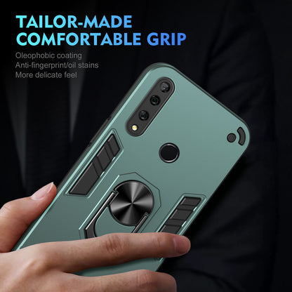 Shockproof Huawei Y9 Prime 2019 Phone Case with 360° Rotatable Metal Ring Holder, Magnetic Car Mount Stand, Ultra-Thin PC & Silicone Protection Cover